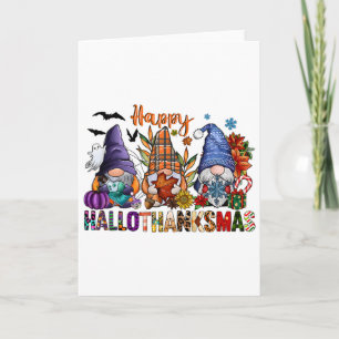 Carte Hallothanksmas Gnomes Halloween Thanksgiving Joyeu