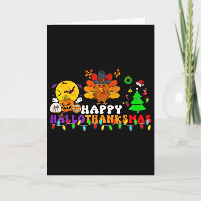 Carte Hallothanksmas Halloween Joyeux Noël Thanksgiving (Devant)