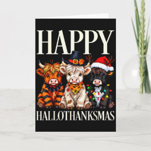 Carte Hallothanksmas Highland Cow Halloween Action de gr