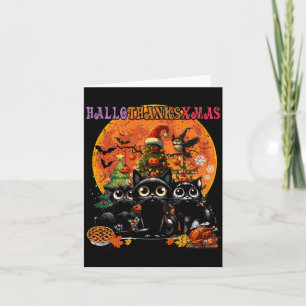 Carte Hallothanksxmas Chat Noir Halloween Thanksgiving