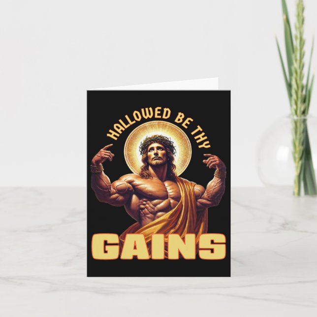 Carte Hallow Be Thains Drôle Gym Jésus Bodybuilding (Devant)