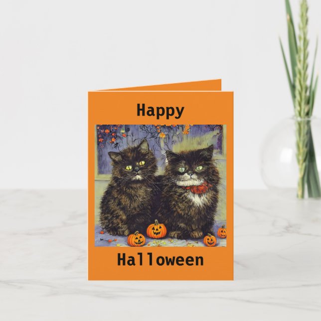 Carte Halloween 2 Chatons Mignons (Devant)