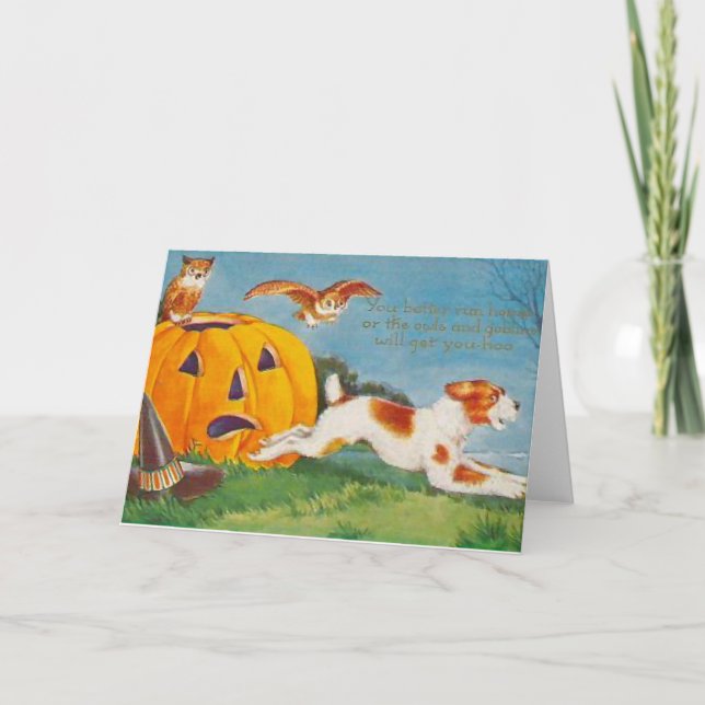 Carte Halloween a effrayé le chien (Devant)