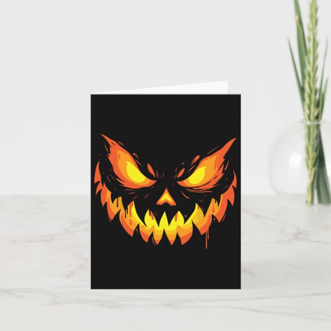Carte Halloween à la tête de Citrouille sculpté de Jack- (Devant)