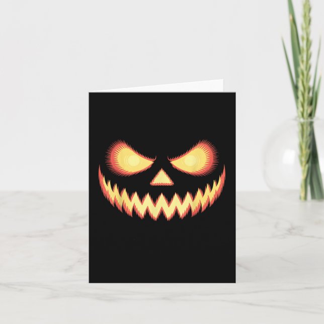 Carte Halloween à la tête de Citrouille sculpté de Jack- (Devant)