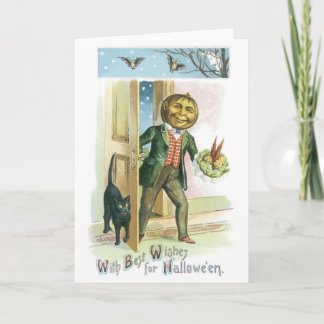 Carte Halloween à l'ancienne, homme Citrouille
