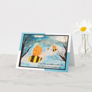 Carte Halloween Abeilles et Citrouilles