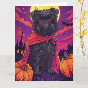 Carte Halloween Affenpinscher Vampire Citrouilles effroi