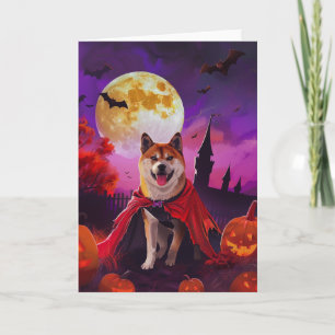 Carte Halloween Akita Vampire Citrouilles peur