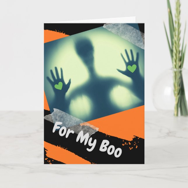 Carte Halloween Alien de deux coeurs pour mon livre (Devant)