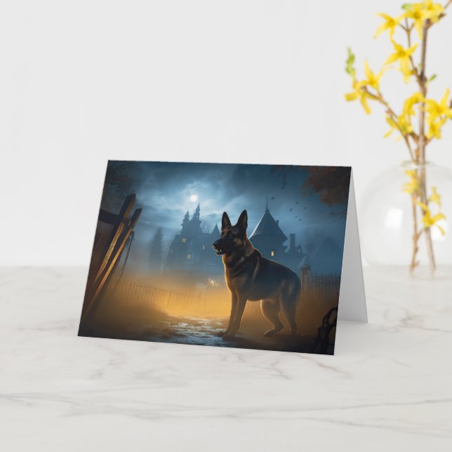 Carte Halloween allemand mouton effrayant (Fleur jaune)