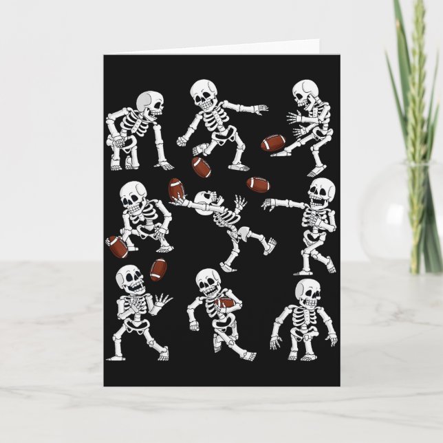 Carte Halloween American Football Skeletons Funny Men Bo (Devant)