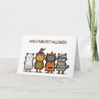 Carte Halloween amusant chats heureux