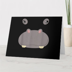 Carte Halloween amusant et mignon animal Visage hippo co