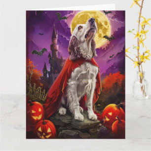 Carte Halloween Anglais Setter Vampire Citrouille effroi