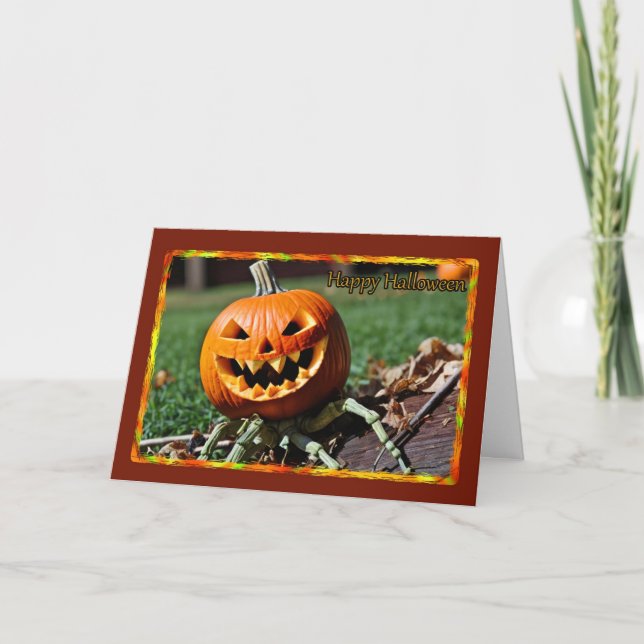 Carte Halloween Araignée Citrouille (Devant)
