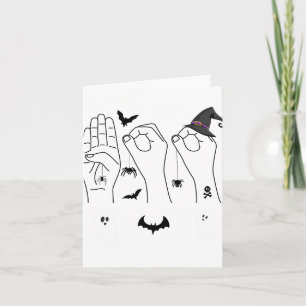 Carte Halloween Asl Langue des signes main Fierté Sourde