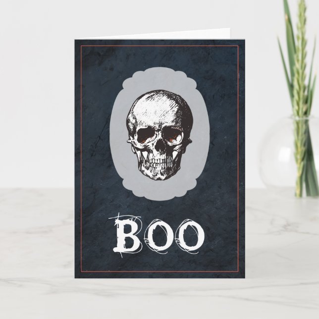 Carte Halloween au crâne de Boo (Devant)