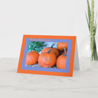 Carte Halloween avec citrouille souriante
