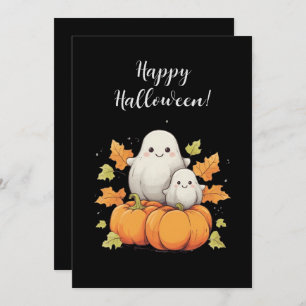 Carte Halloween avec fantômes et éléments d'automn