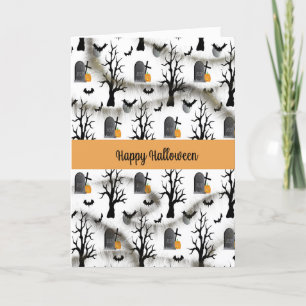 Carte Halloween avec Gravestones et Citrouilles