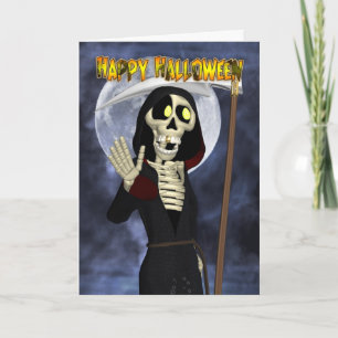 Carte Halloween avec Happy Grim Reaper