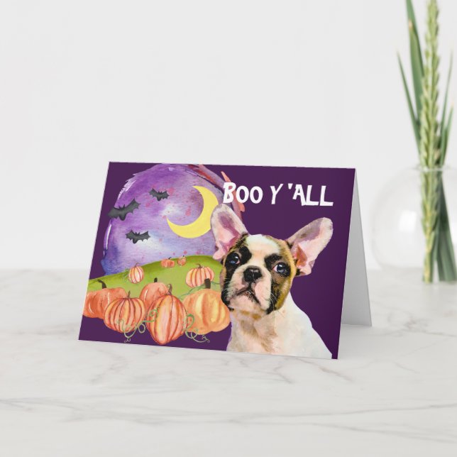 Carte Halloween avec un Bouledogue Français effrayant (Devant)
