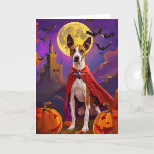 Carte Halloween Basenji Chien Citrouille peur