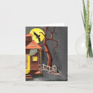 Carte Halloween Bat Tombstone Haunted House card