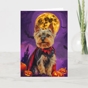 Carte Halloween Biewer Terrier Chien Citrouille peur