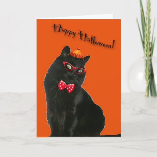 Carte Halloween Black Cat Happy