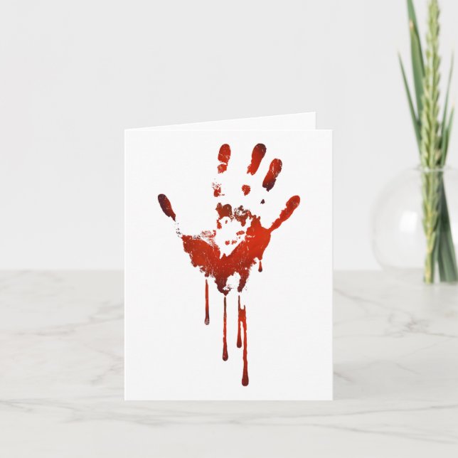 Carte Halloween Bloody Hand Imprimer costume Zombie (Devant)