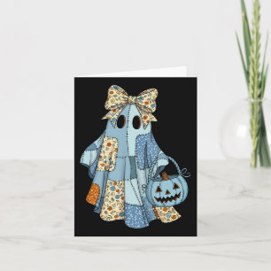 Carte Halloween Blue Denim Boo Ghost Floral Coquette Fal