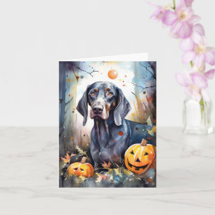 Carte Halloween Bluetick Coonhound avec la peur Citrouil