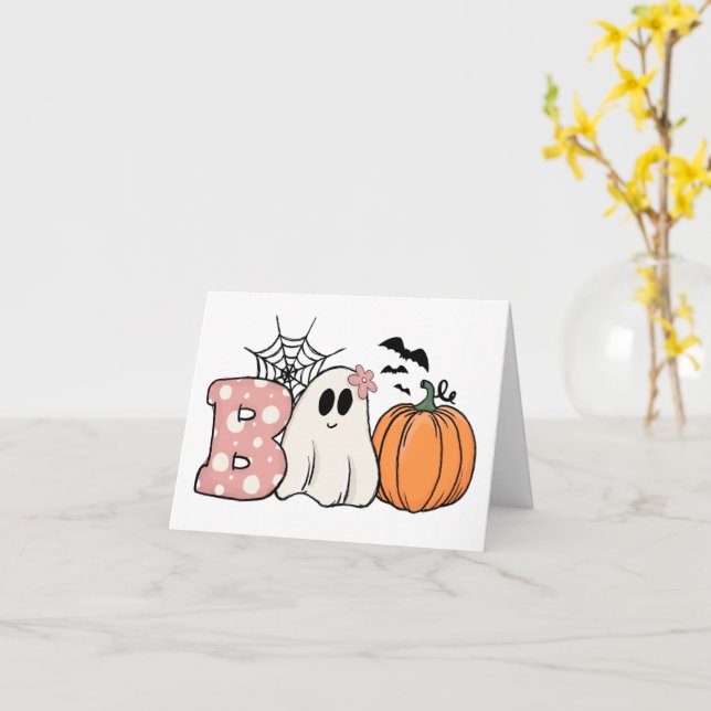 Carte Halloween Boo Fantôme Citrouille Chauves-souris To (Fleur jaune)