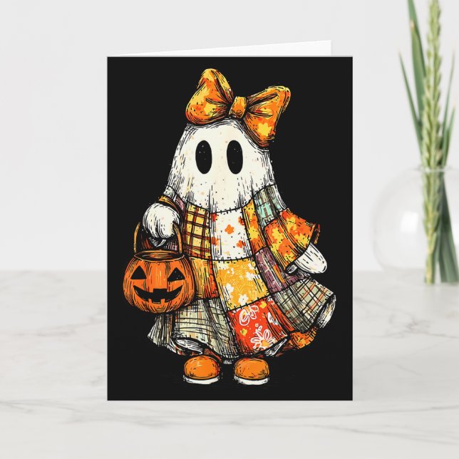 Carte Halloween Boo Ghost Patchwork Quilter Quilting Sew (Devant)
