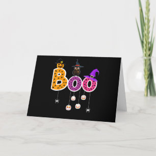 Carte Halloween Boo Owl Avec Sorcière Casquette Araignée