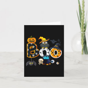 Carte Halloween Boo Owl Avec Sorcière Casquette Araignée