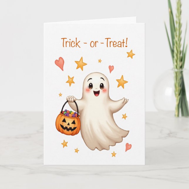 Carte Halloween Bootiful Girl Trick or Treat Cute Girl (Devant)