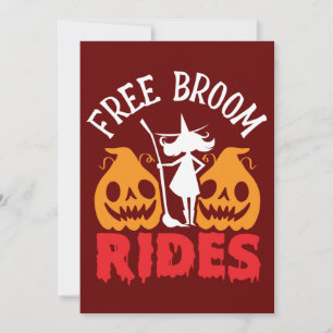 Carte Halloween Broom Rides Witch Pumpkins