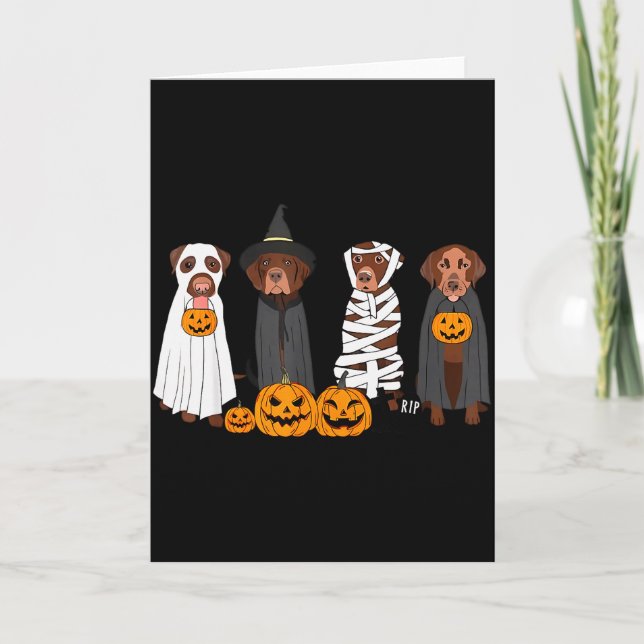 Carte Halloween Brown Labrador Ghost Soky Chocolate Lab  (Devant)