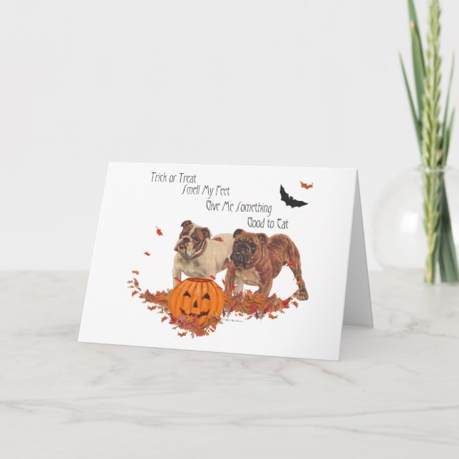 Carte Halloween Bulldog anglais (Devant)