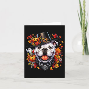 Carte Halloween Bulldog Fall quitte Citrouille Gho