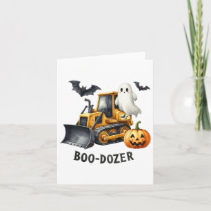 Carte Halloween Bulldozer Construction Camions Ghost Hal