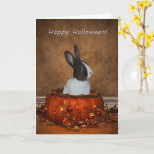 Carte Halloween Bunny dans un Citrouille d'osier