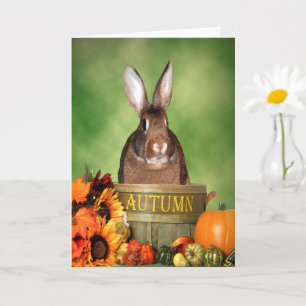 Carte Halloween Bunny Sitting in an Autumn Wooden Basket