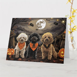 Carte Halloween caniche Éffrayant