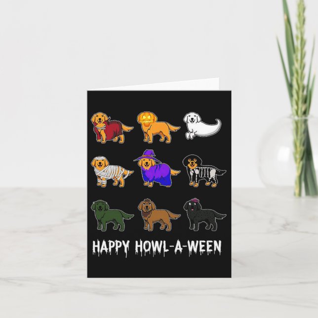 Carte Halloween Chien Golden Retriever Happy Howl-o-we (Devant)