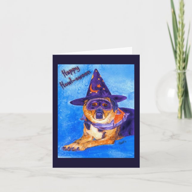 Carte Halloween - Chien sorcier (Devant)