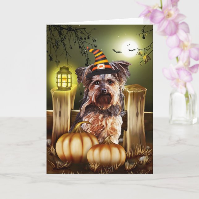 Carte Halloween Chien Yorkshire Terrier (Orchidée)